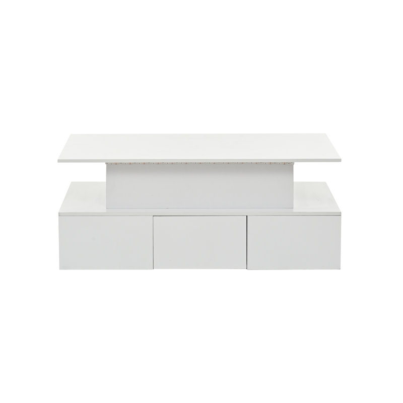 Lift Top Frame Coffee Table with Storage, White, 40cm H x 100cm L x 50cm W