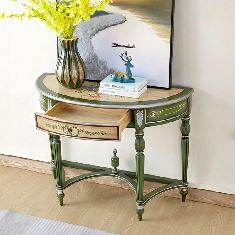 Console verte en bois massif vert