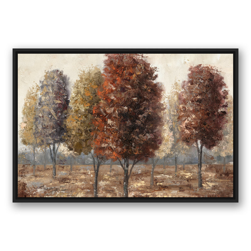 Spice Tone Trees - Peinture, H 25,75 po x l 37,75 po x P 1,75 po, Toile à cadre flottant noir