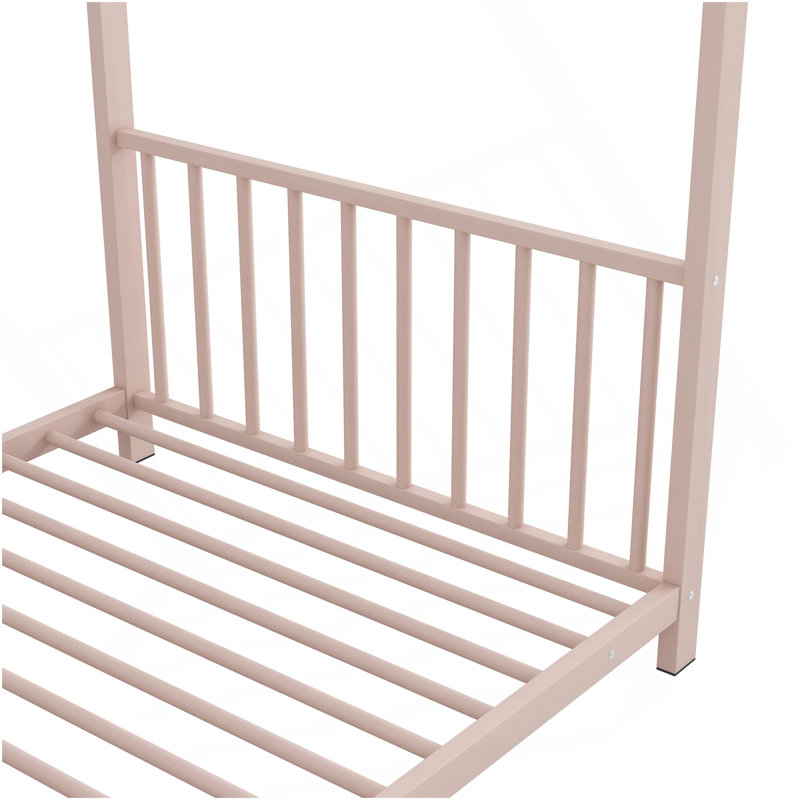 Lit plateforme simple en métal, rose, Rose