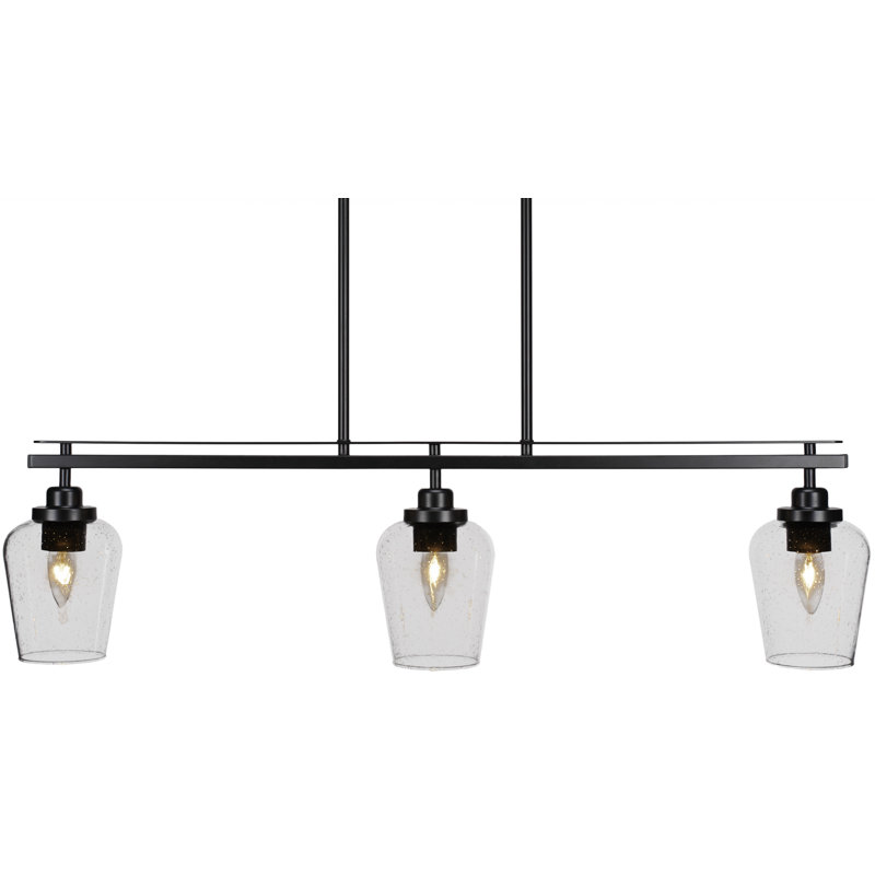 Agnon 3 Light Island Light Shown With 5" Clear Bubble Glass, Noir mat