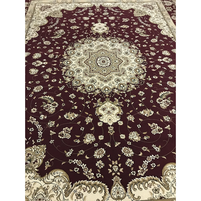 Infinity Oriental Area Rug in Burgundy/Beige