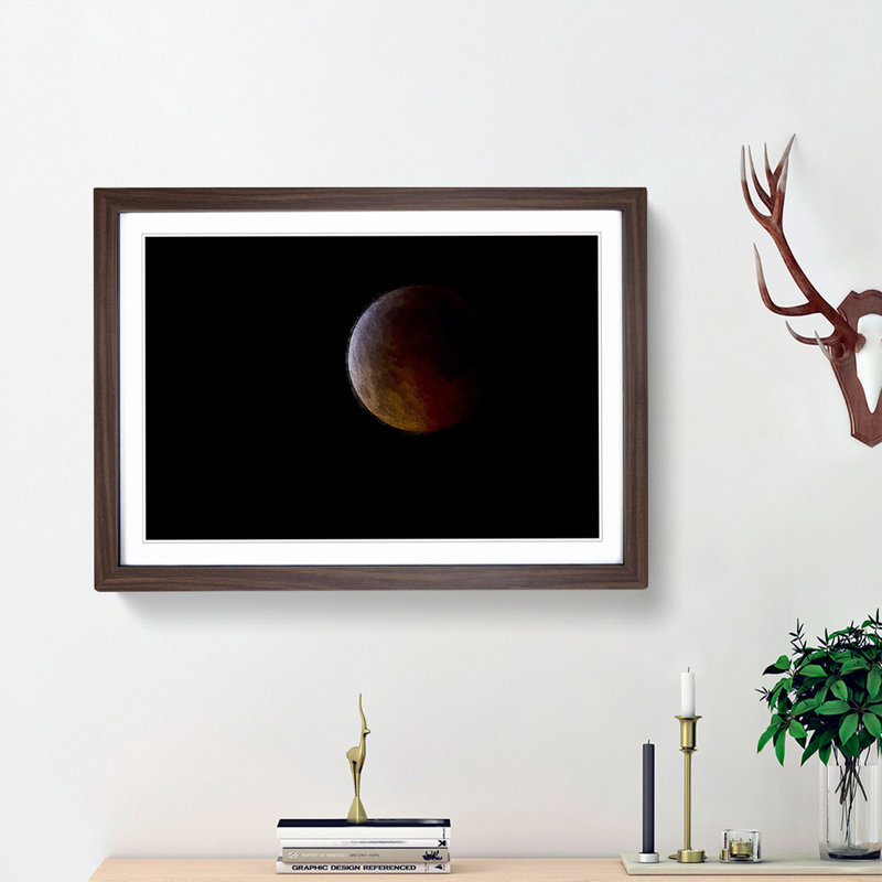 Total Lunar Eclipse - Picture Frame Painting Print, Walnut Framed, 27cm H x 36cm W x 2cm D