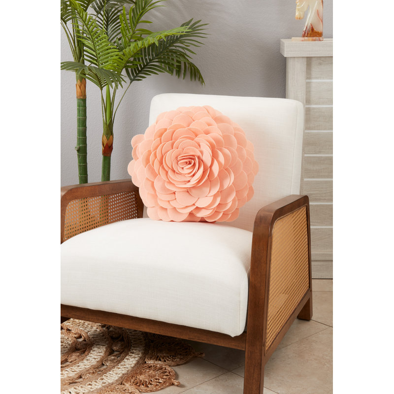 Felt Collection Appliqued Throw Pillow, 13" H x 13" W, Peach