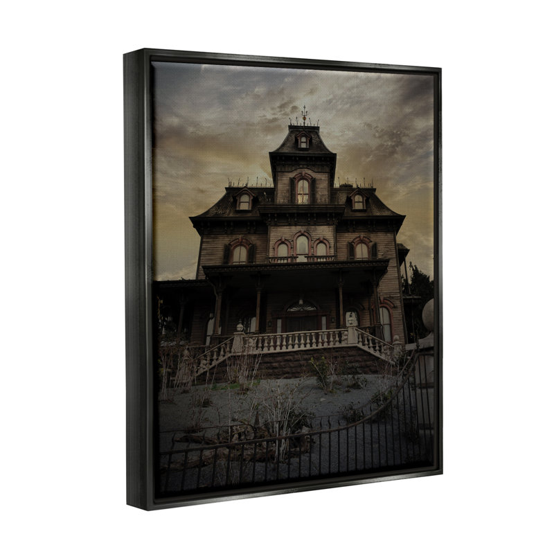 «Haunted House Landscape», impression encadrée sur bois, Cadre flottant noir de jais, H 21 po x l 17 po x P 1,7 po