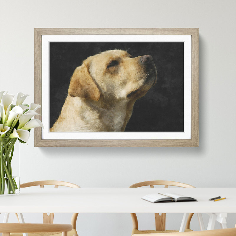 Golden Labrador Dog Vol.1 - Picture Frame Painting, Oak Framed, 27cm H x 36cm W x 2cm D
