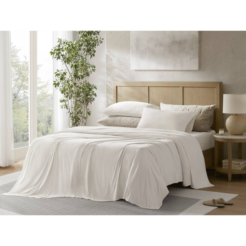 Temperature-regulating 4-piece Queen Sheets And Sheet Sets, Nylon Blend, White