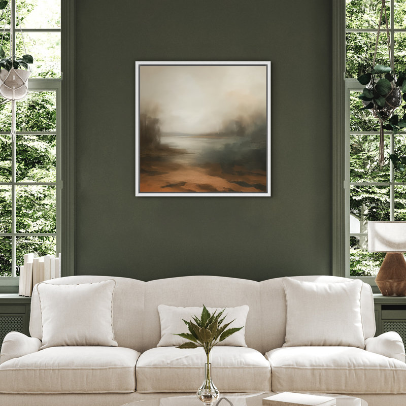 Reproduction de paysage abstrait encadrée sur toile murale pour décor de salon, H 16,8 po x l 16,8 po, Blanc