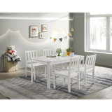 Winston Porter Velis 5PC Dining Set With Table And 4 Chairs In White