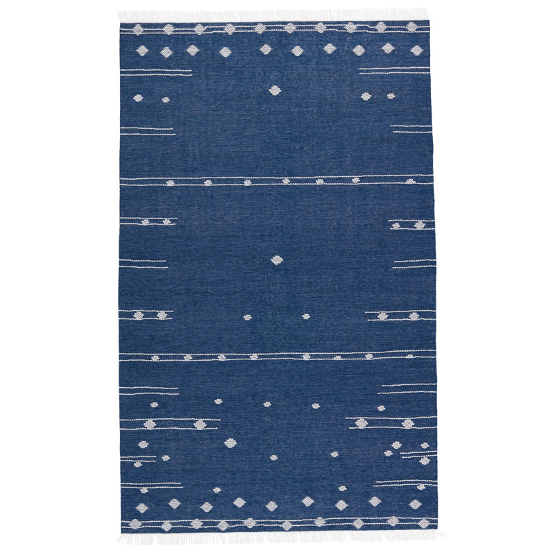 Calli Indoor/ Outdoor Geometric Blue/ White Area Rug, Rectangle 8'10" x 11'9"