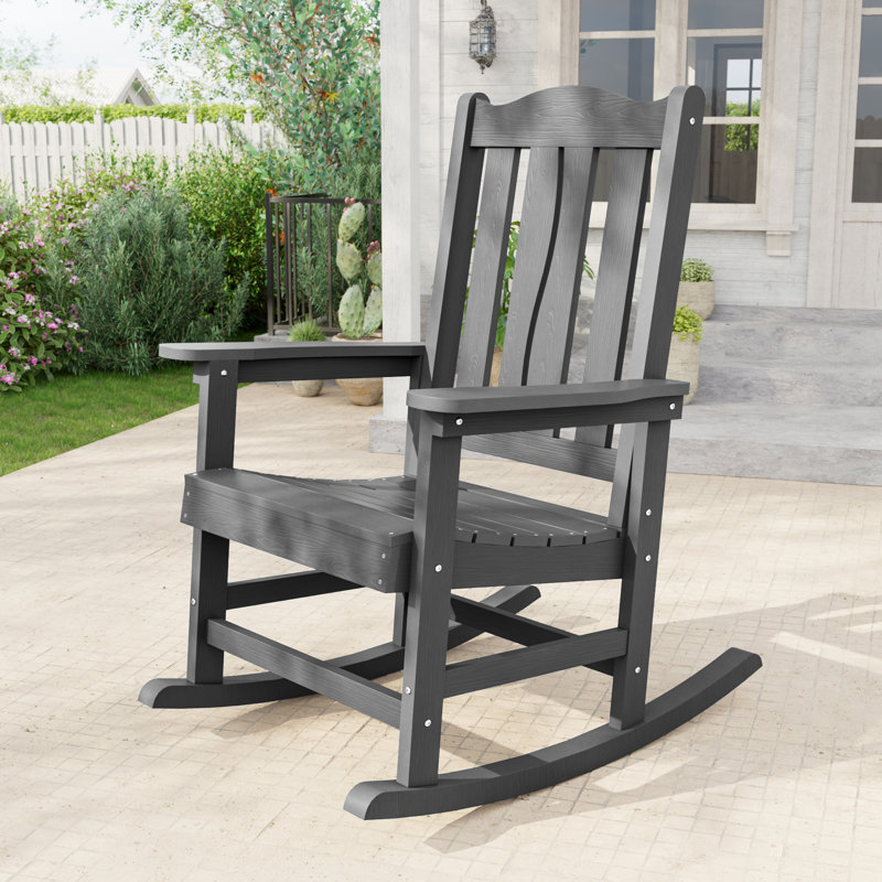 Chaise berçante d'extérieur en PEHD, Gris