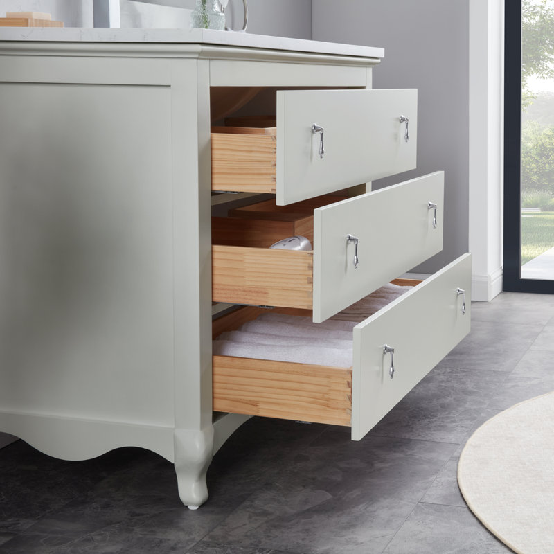 42" Cadet Finish Solid Wood Sink Vanity  With 1' Artificial Stone Top, Silver