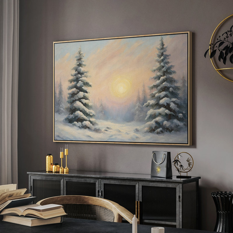 Paysage rétro - CCII, H 17 po x l 25 po x P 2 po, Toile avec cadre flottant noir