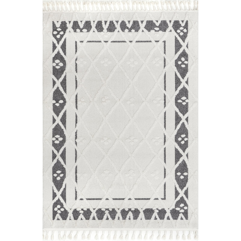 Geometric Transitional Tasseled Area Rug, Rectangle 5'3" x 7'6"