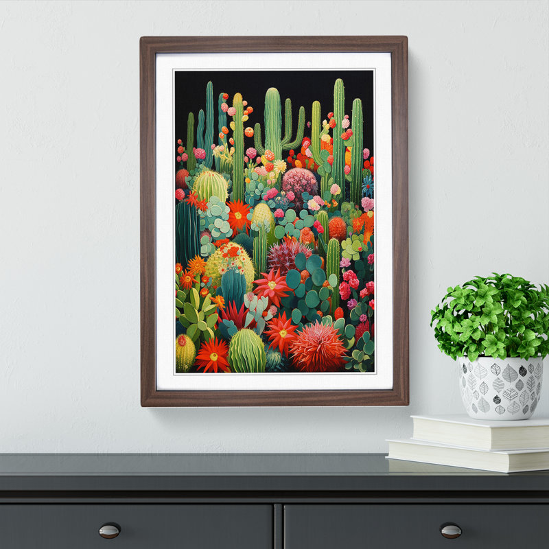 Cactus Orphism Art - Framed Print, Walnut Framed, 64cm H x 46cm W x 2cm D