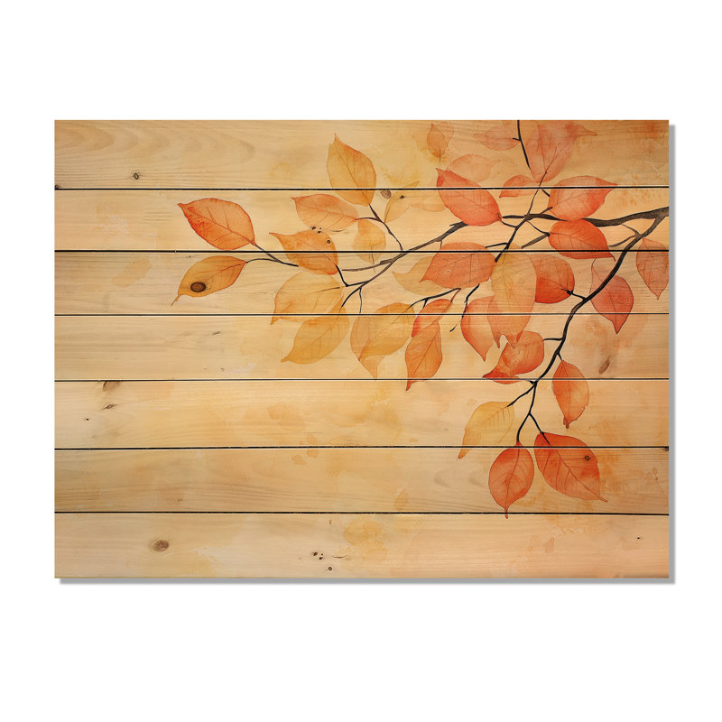 Feuilles d'automne au Canada V - Décoration murale traditionnelle en bois sur bois de pin naturel, H 10 po x l 20 po
