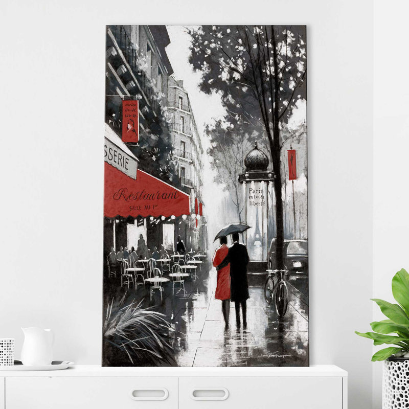 Rainy Paris II par - Peinture, Toile tendue, H 60 po x l 36 po x P 1,5 po