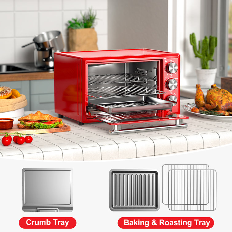 Galanz Large 6-Slice True Convection Toaster Oven, 8-in-1 Combo Bake,  Toast, Roast, Broil, 12” Pizza, Kitchen Appliance