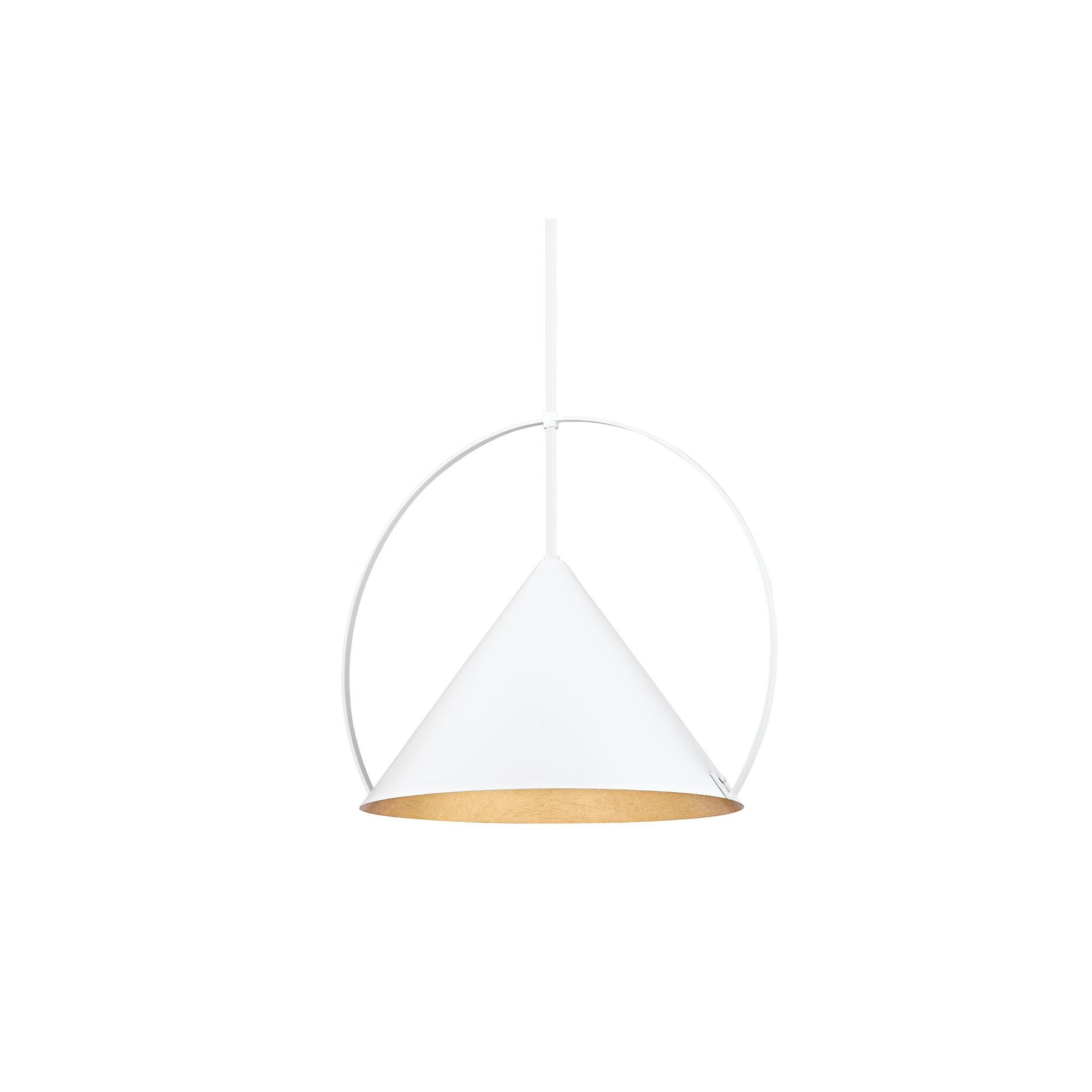 Nicholaus Single Light Metal Dimmable Pendant, White / Gold, 15.25" H x 18" W x 18" D
