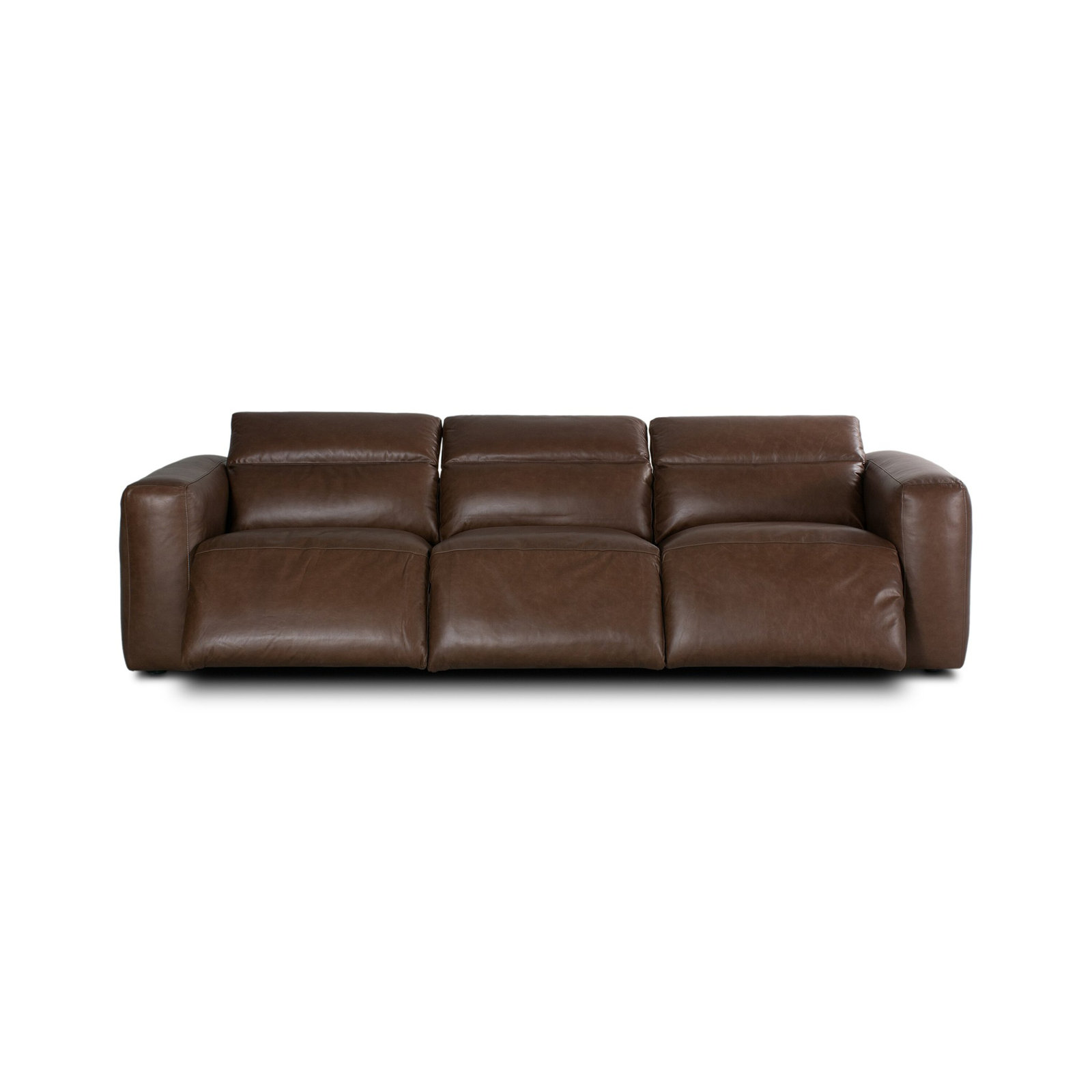 Amed 124" Genuine Leather Power Reclining Sofa, Sonoma Coco Top Grain Leather