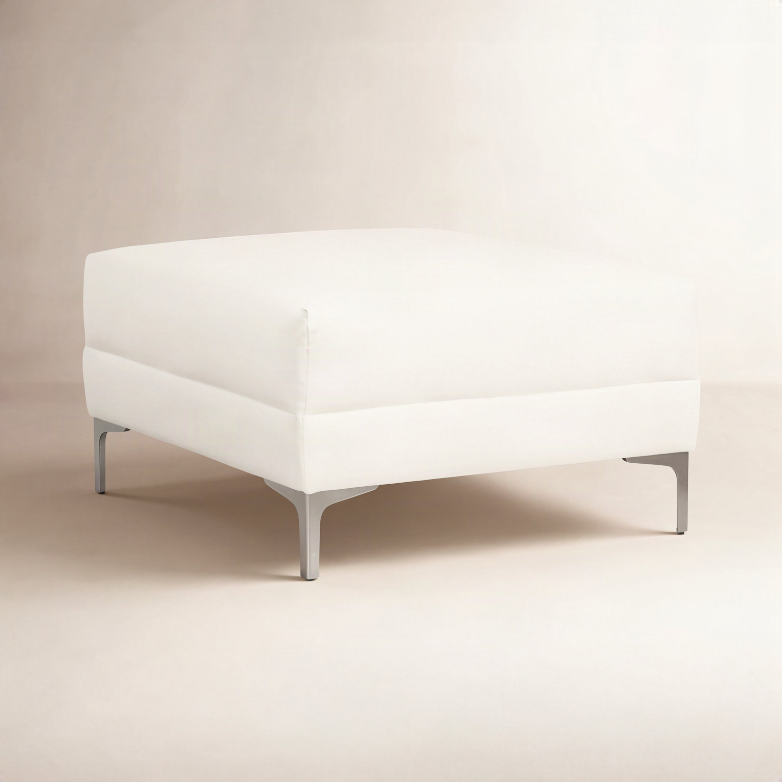 Alexa Upholstered Ottoman, Elite Ivory 100% Polyester