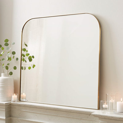 Bhargava Large Mantel Mirror Arched Rounded Corner Wall Mirror For Bathroom, Living Room