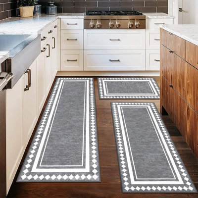 Geometric Polyester Water Resistant Anti-Fatigue Non-Skid Kitchen Mat