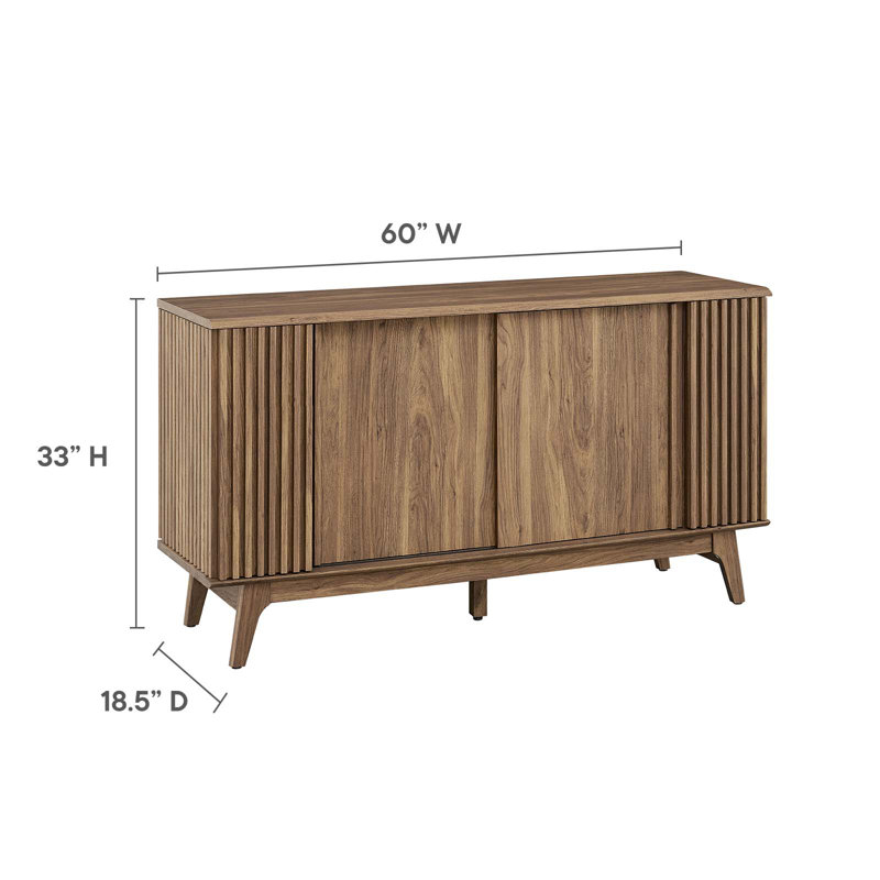 Eudora Walnut Wood Grain Mid-Century Modern Sideboard