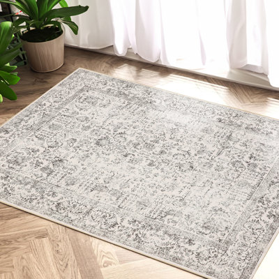 Tapis vintage lavable à la machine avec envers antidérapant Arnedo
