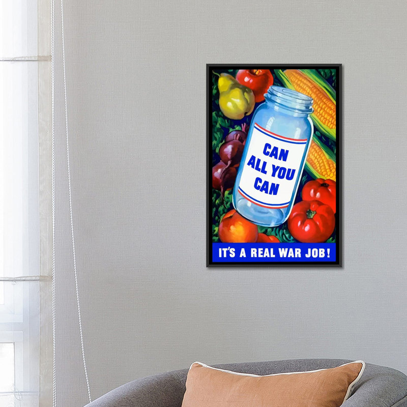 « canning war poster », affiche rétro sur toile, H 26 po x l 18 po x P 1,5 po, Toile avec cadre noir, Pas de tapis