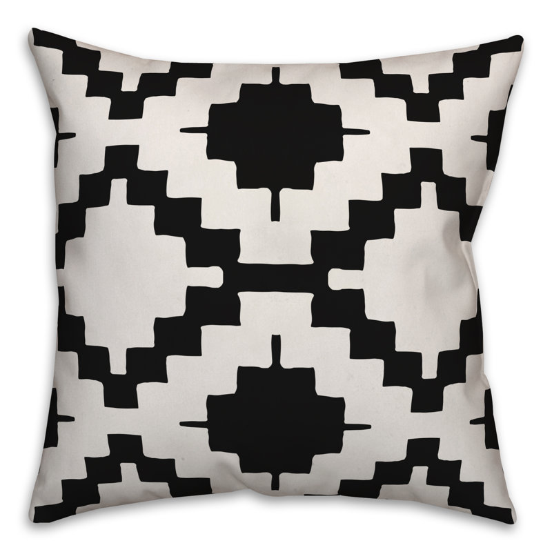  Aztec Throw Pillow, 16" x 16", Black