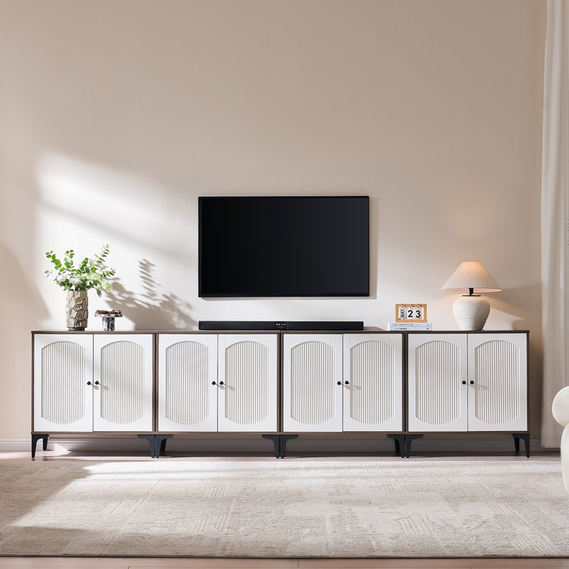 Buffet 125,96 "avec portes et tablettes, chêne naturel et blanc, 4 pièces, Chêne naturel / blanc