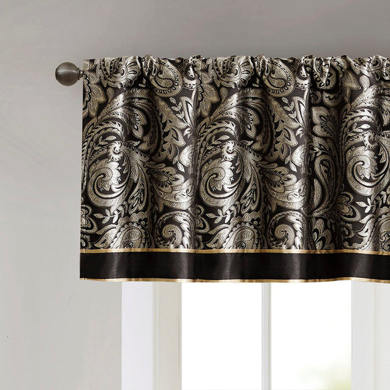Cantonnière jacquard 50 x 18 po, Noir