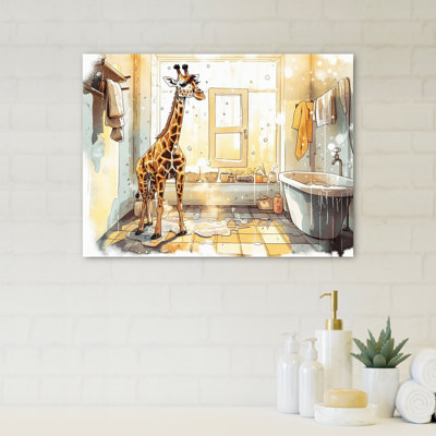Brown Giraffe In The Bathroom III " Brown Giraffe In The Bathroom III "