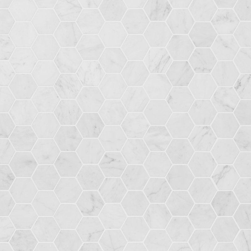 Carrara 1x6 Stacked Honed Marble Mosaic Floor and Wall Tile, 1.88" W x 1.88" L, Honed, Honeycomb