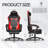 Ergonomic Gaming Chair With Pocket Spring Cushion & Massage Lumbar Support - High Back Office Computer Chair With Footrest For Adults, 300LBS Capacity, Leather Design-1862541528