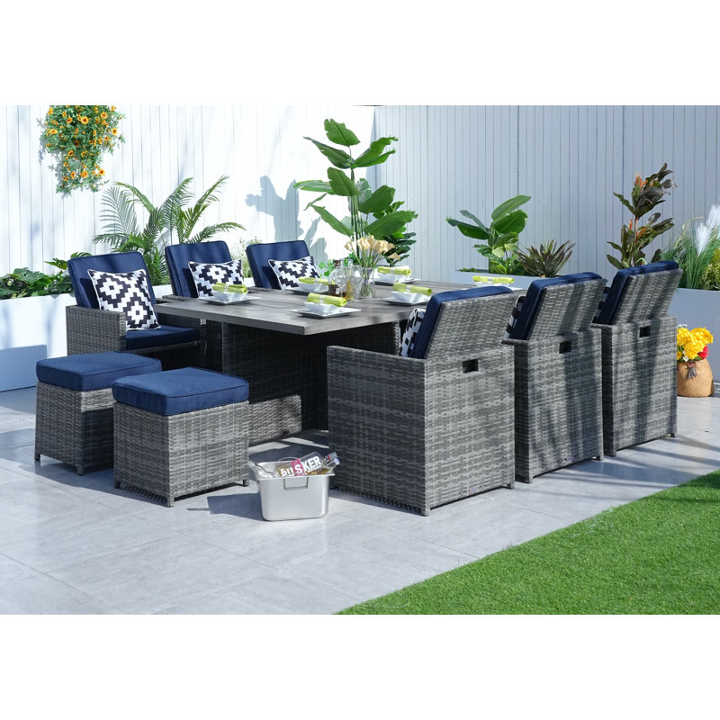 Ensemble de salle à manger rectangulaire pour 6 personnes 74,8 po, Gris, Marine