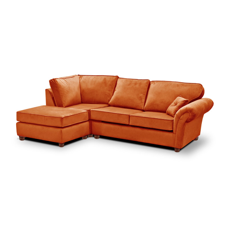 Lila 4 Seater Velvet Corner Sofa , Left Hand Facing, Burnt Orange