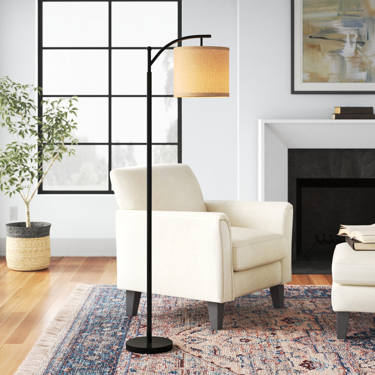 62 Arched Floor Lamp with Remote Control and Bulb Included Latitude Run Base Finish: Gold