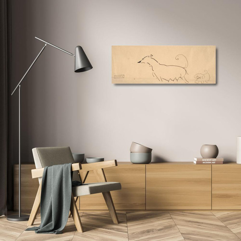 «Two Dogs» par Henri De Toulouse-Lautrec - Art mural sur toile tendue avec châssis, H 24 po x l 17 po