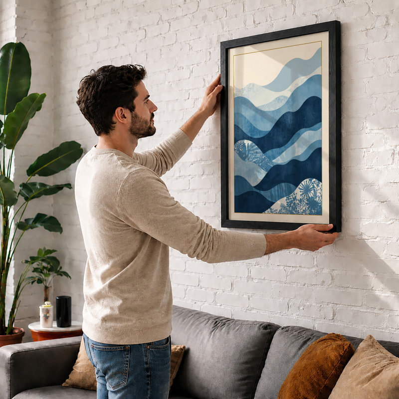 Mountains At Dusk Minimalist - Print, Walnut, A1 - 84.1 x 59.4 cm