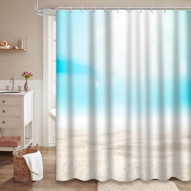 Rideau de douche avec 12 crochets Tropical Beach, L 72 po x l 72 po