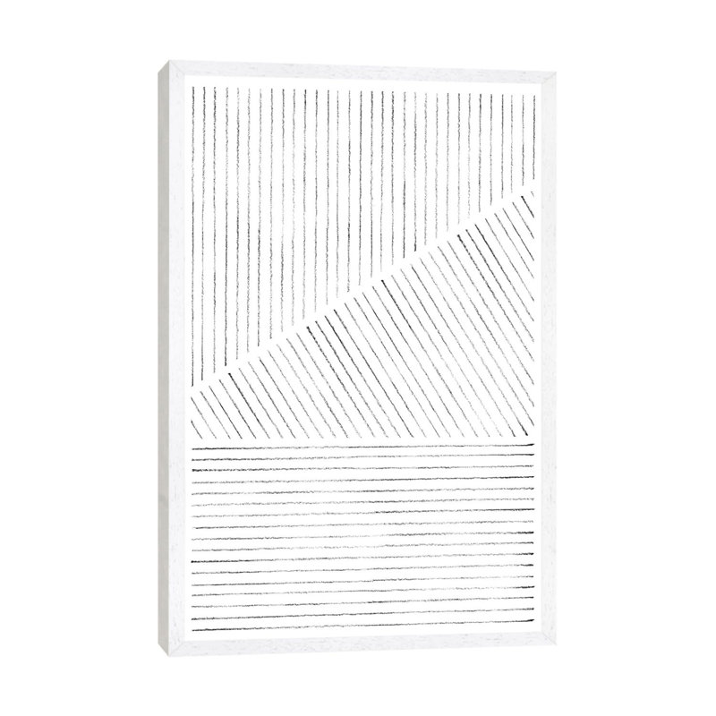 Abstract Geometric Lines - Print on Canvas, 66.04cm H x 45.72cm W x 3.81cm D, White Framed