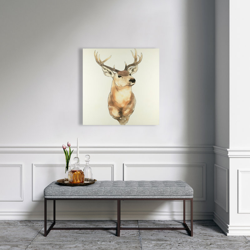 Portrait de cerf - art mural en toile brun pour la décoration intérieure