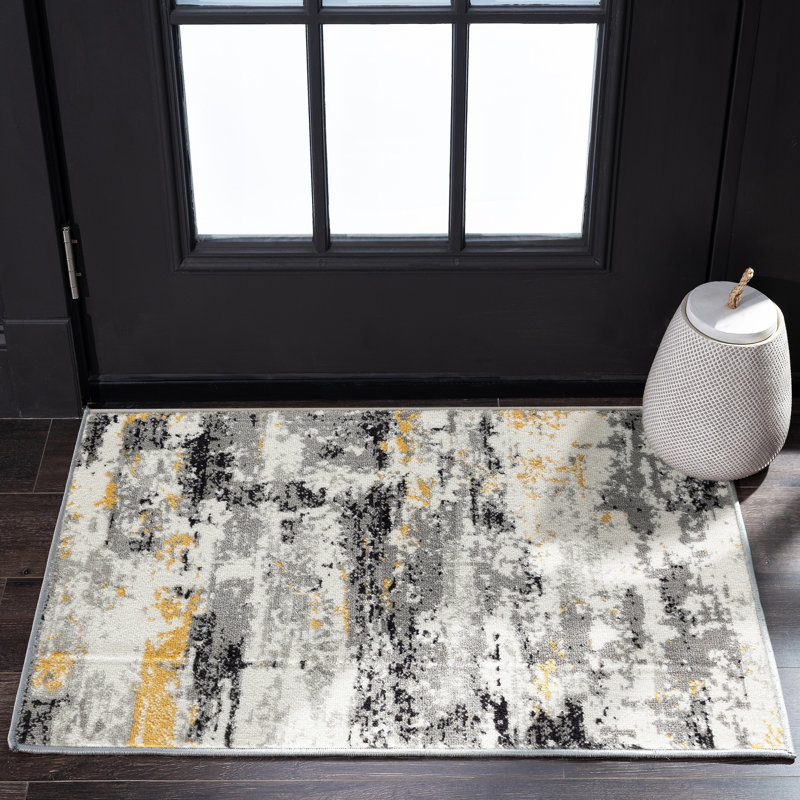 Tapis abstrait gris / noir Moises, Rectangle 2 pi x 3 pi
