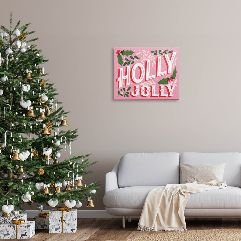 «Bold Pink Holly Jolly», art mural sur toile par The Morning Evening Post, l 30 po x H 30 po