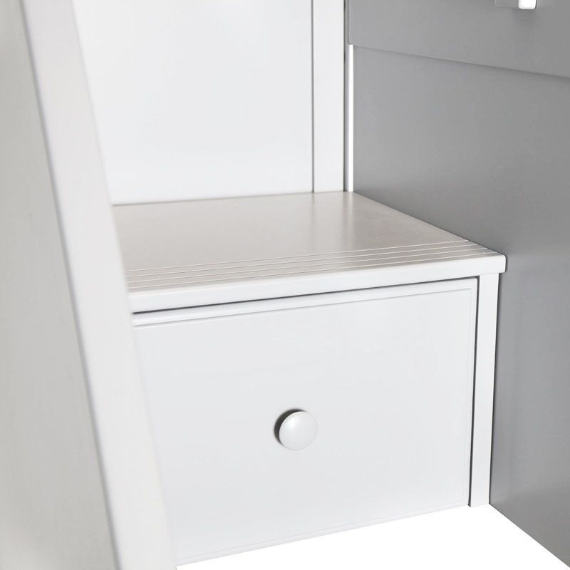 Brit Kids Twin Over Twin with Drawers, White