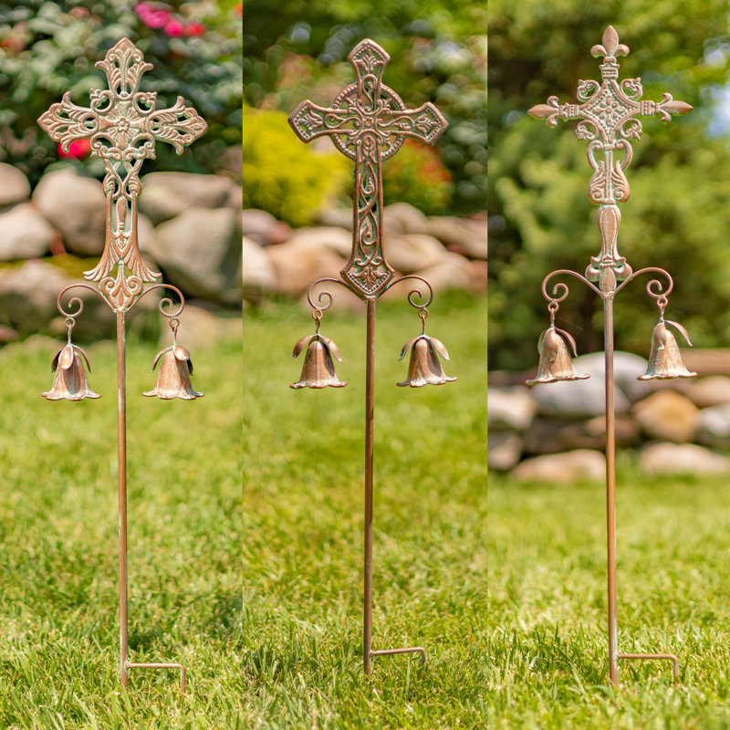 Assortiment de piquets de jardin en fer embelli «Anael, Cael, et Raphael» (ensemble de 3)