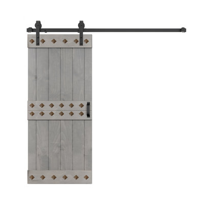 84'' Solid Wood Paneled Matte without Installation Hardware Kit Barn Door