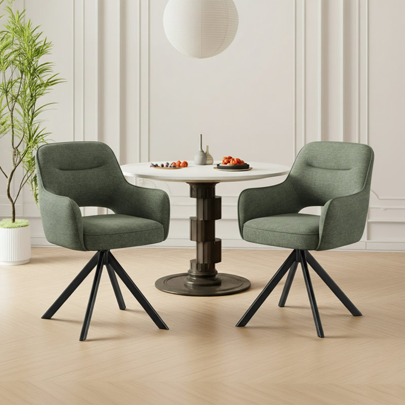 51cm H Fabric Upholstered Metal Upholstered Back Armchair in Beige, Green